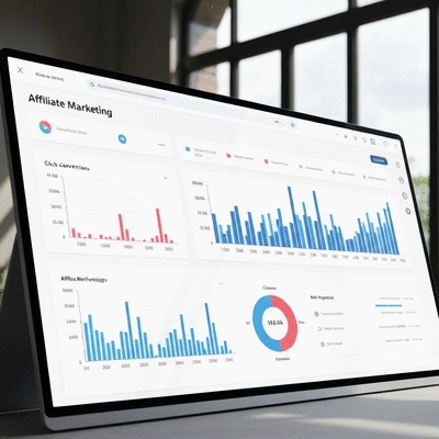 AI-powered data analysis dashboard showing affiliate marketing insights
