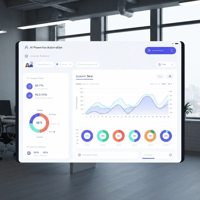 AI-powered automation dashboard showing customer data insights